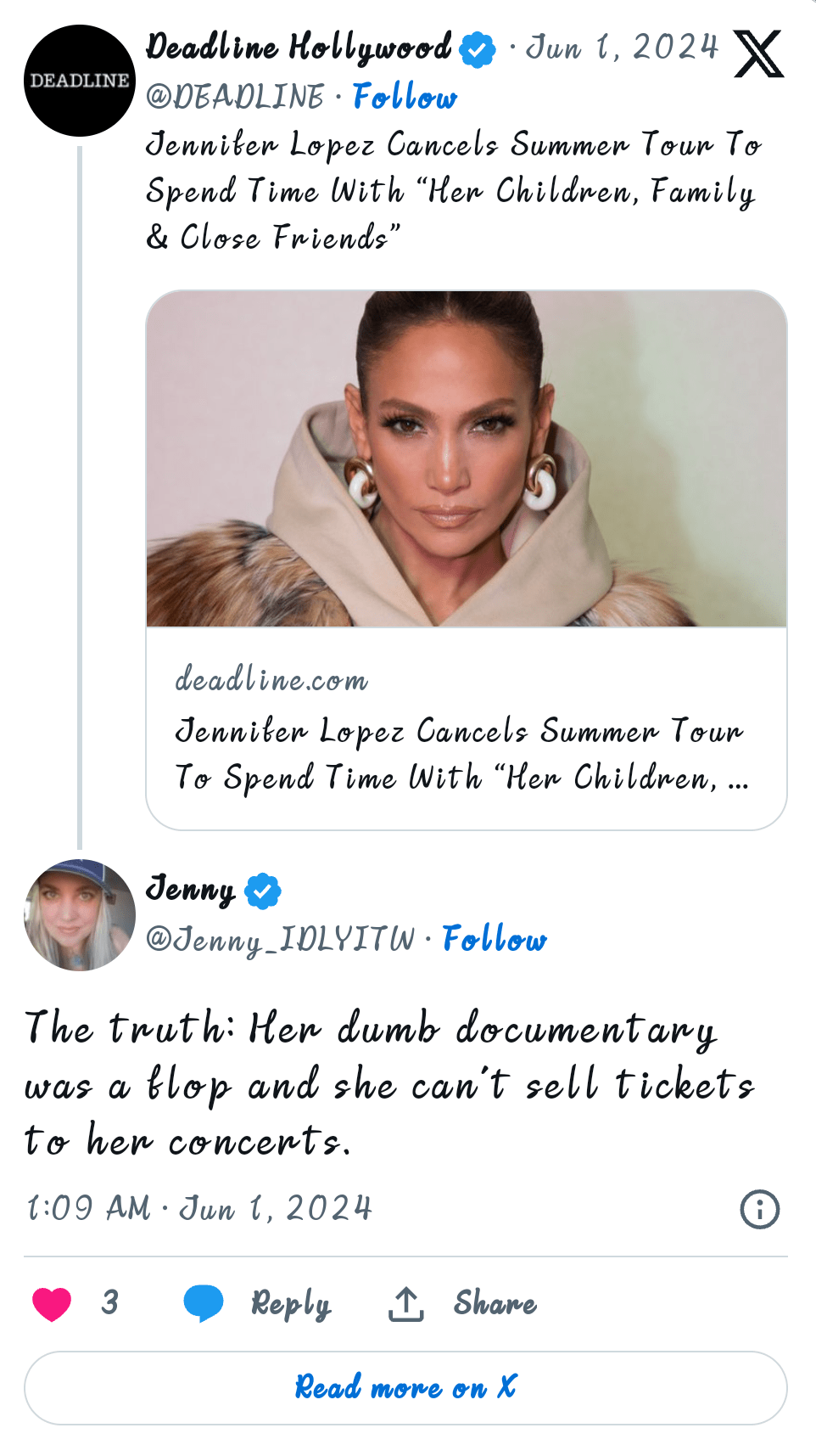 Jennifer Lopez Cancels Tour Amid Poor Sales