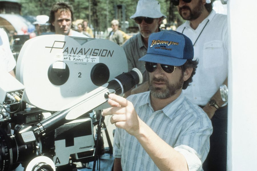 Steven Spielberg & Indiana Jones behind movie camera