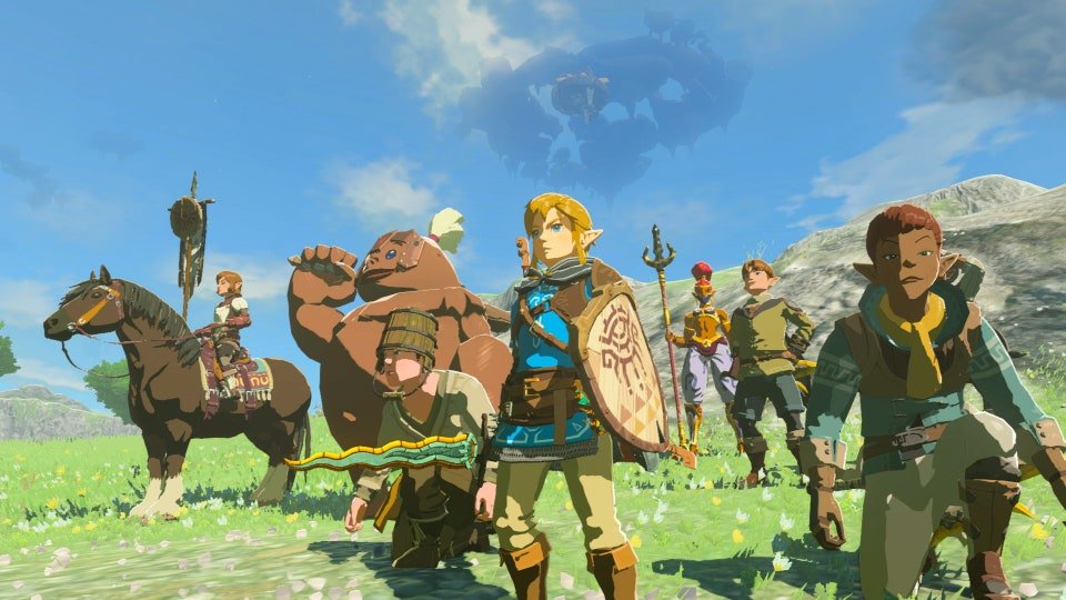 The Legend of Zelda : Tears of the Kingdom characters standing on a hillside