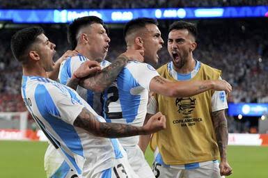 Argentina after winning the match against Chile