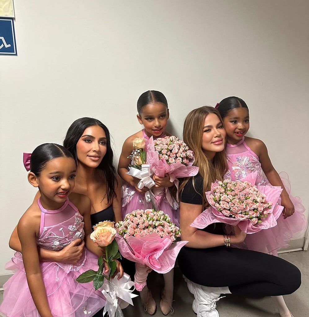 Kim and Khloe with their daughters and nieces family 