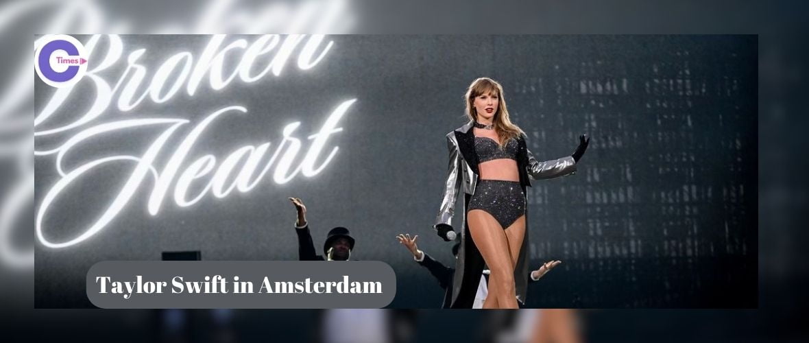 Taylor Swift dazzles in a vibrant ensemble at her 'Eras' Tour in Amsterdam, sparking discussions on cultural symbolism and patriotic nods.