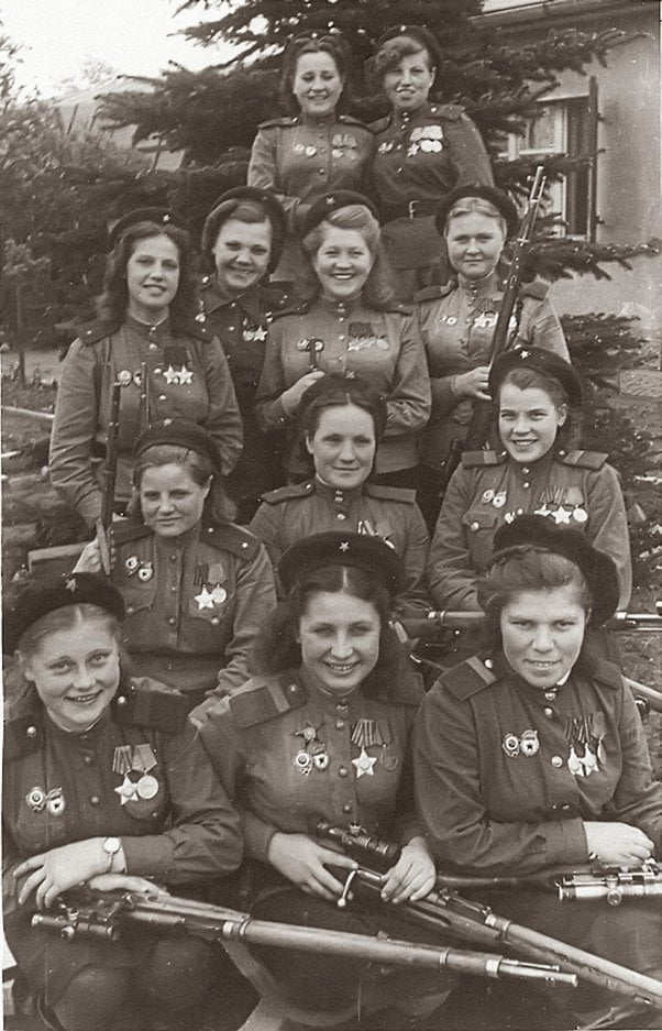 Female Soviet snipers during World War 2.