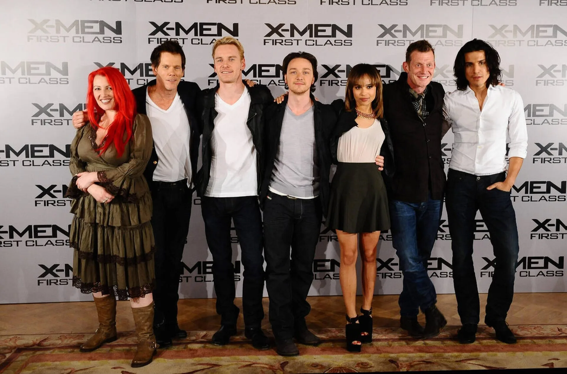 Ashley Edward Miller (Left First) and Cast of X Men: First Class