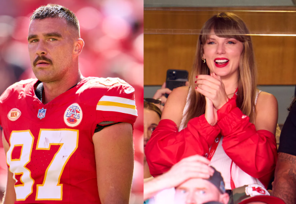 Taylor Swift and Travis Kelce over the moon