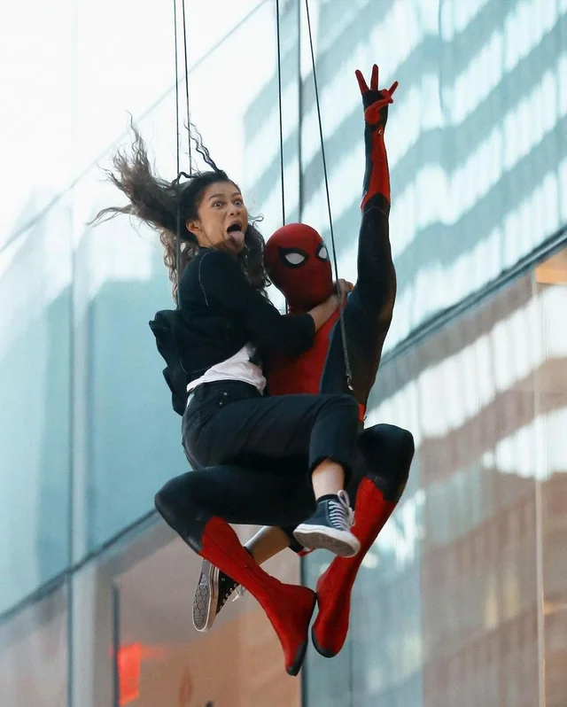 Zendaya and Tom Holland BTS of Spider Man: No Way Home