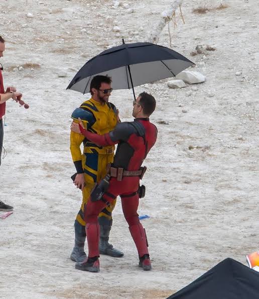 Ryan Reynolds and Hugh Jackman as Deadpool and Wolverine 