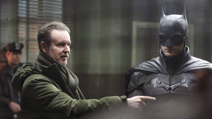 Robert Pattinson with Matt Reeves while filming The Batman