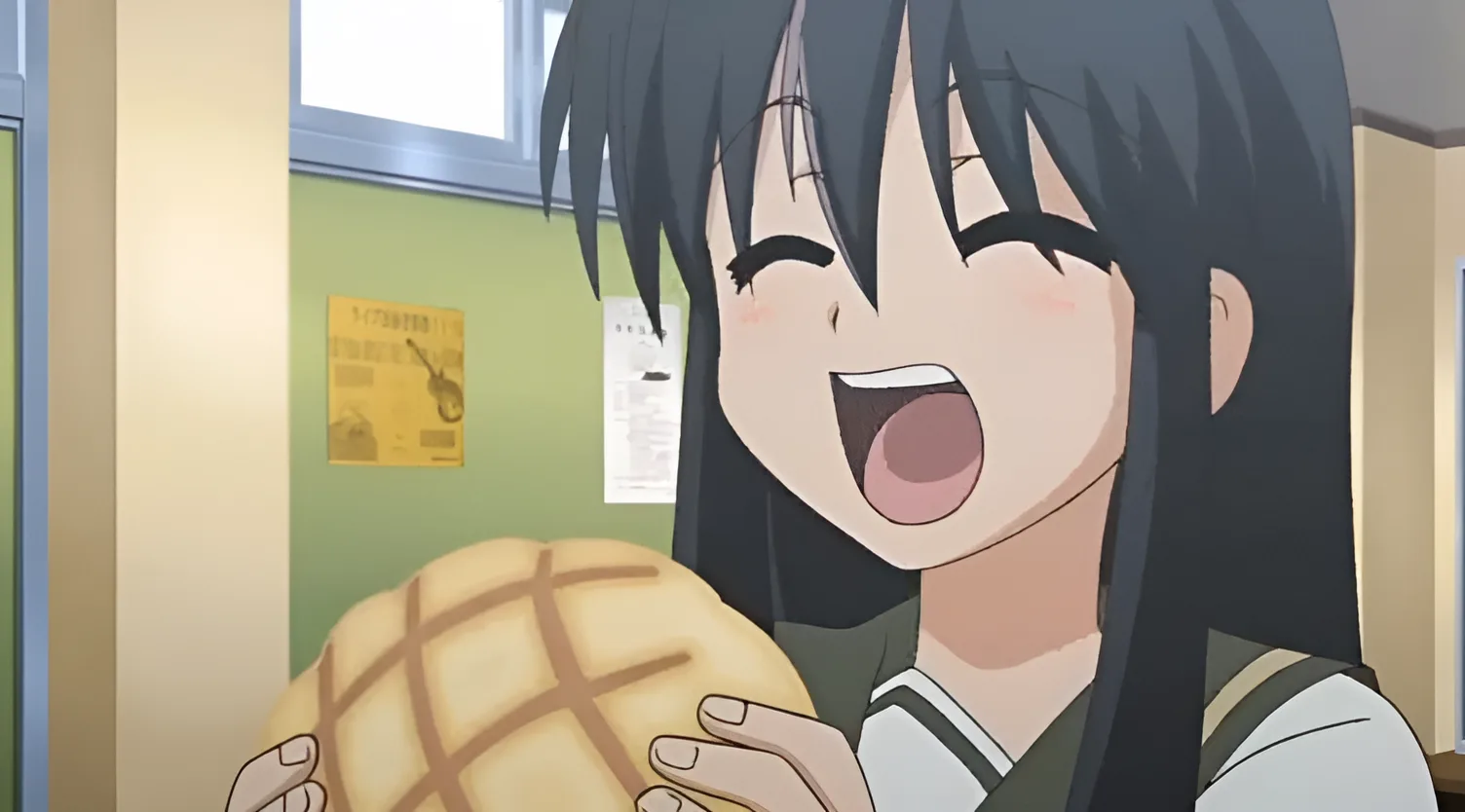 Shana eating Melon Pan