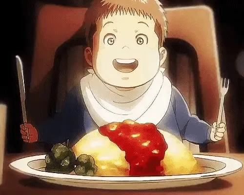 Jean from Attack of Titan eating Omurice