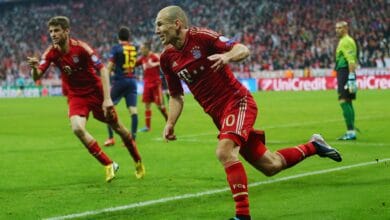 Robben after scoring against Barcelona