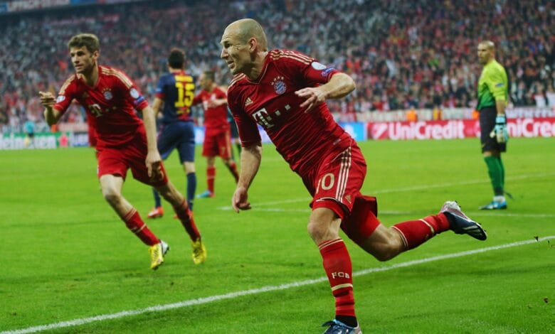 Robben after scoring against Barcelona