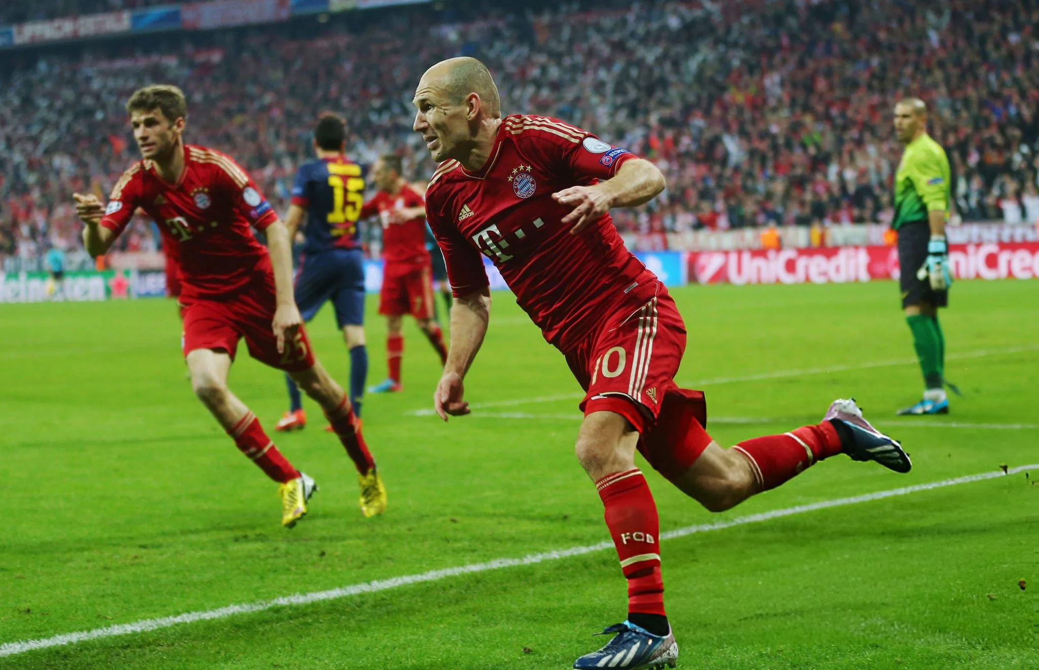 Robben after scoring against Barcelona